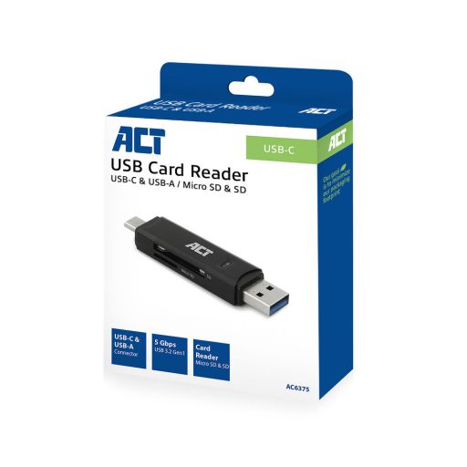 ACT AC6375 kártyaolvasó USB 3.2 Gen 1 (3.1 Gen 1) Fekete