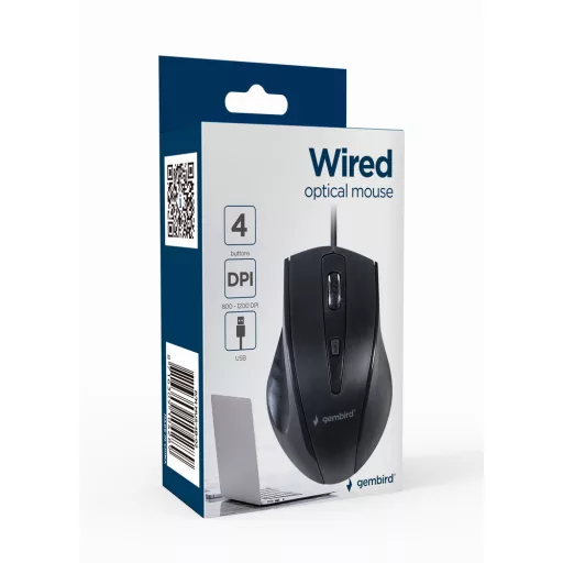 Gembird MUS-4B-02 egér Irodai Jobbkezes USB Optikai 1200 DPI