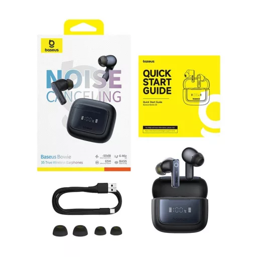 Baseus 35 True Headset Vezeték nélküli Hallójárati Hívás/zene USB C-típus Bluetooth Fekete