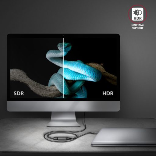 Axagon RVC-HI2M video átalakító kábel 0,25 M USB C-típus HDMI Fekete