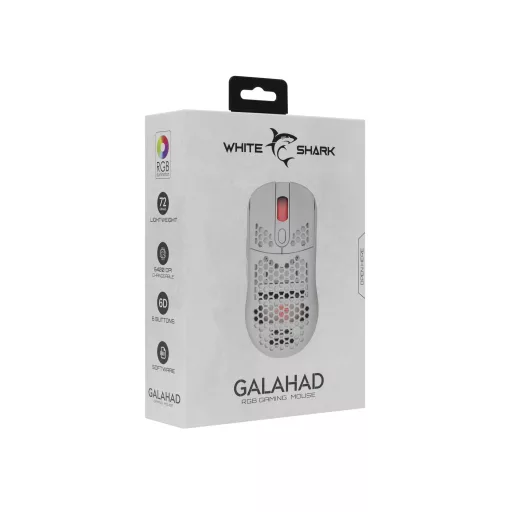 White Shark GALAHAD White egér Játék Kétkezes USB A típus Optikai 7200 DPI
