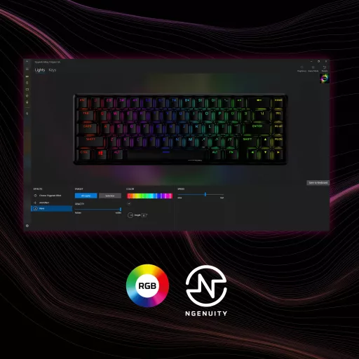 HyperX Alloy Origins 65 - Mechanical Gaming Keyboard - HX Red (USLayout) (HKBO1T-RD-US/N) billentyűzet Játék USB Fekete