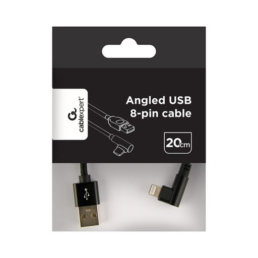 Gembird CC-USB2-AMLML-0.2M Lightning kábel 0,2 M Fekete
