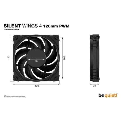 be quiet! SILENT WINGS 4 | 120mm PWM 12 cm Fekete 1 db