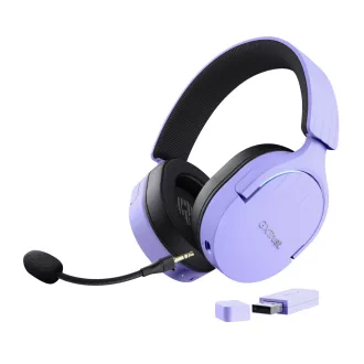   Trust GXT 491P FAYZO Headset Vezetékes és vezeték nélküli Fejpánt Játék USB A típus Bluetooth Fekete, Lila