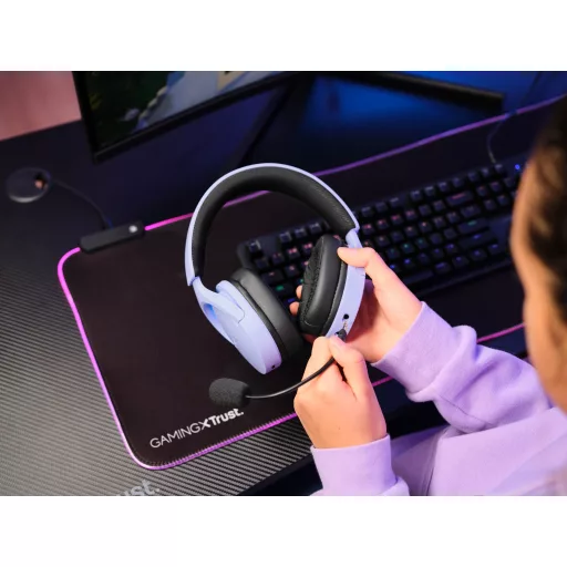 Trust GXT 491P FAYZO Headset Vezetékes és vezeték nélküli Fejpánt Játék USB A típus Bluetooth Fekete, Lila