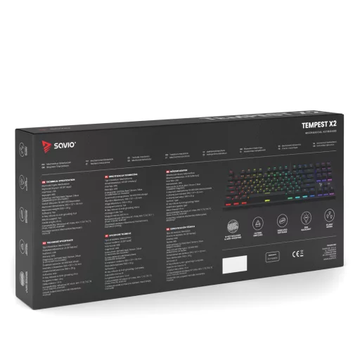 Savio SAVGK-TEMPEST X2 BLUE billentyűzet Játék USB QWERTY Fekete
