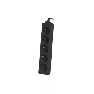   Lanberg PS0-05E-0300-BK elektromos elosztó 3 M 5 AC kimenet(ek) Beltéri Fekete