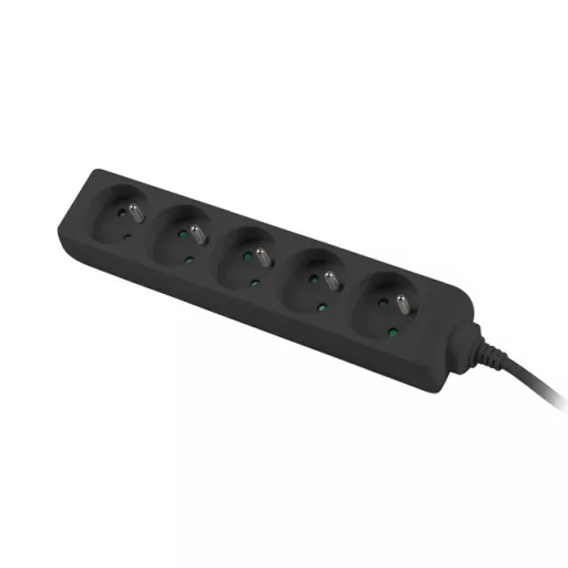 Lanberg PS0-05E-0300-BK elektromos elosztó 3 M 5 AC kimenet(ek) Beltéri Fekete