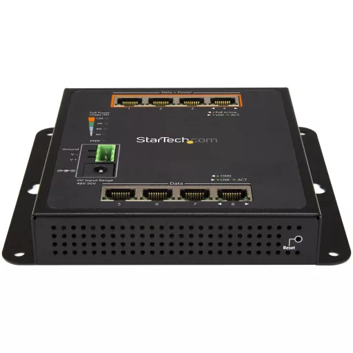 StarTech.com IES81GPOEW hálózati kapcsoló Vezérelt L2 Gigabit Ethernet (10/100/1000) Ethernet-áramellátás (PoE) támogatása Fekete