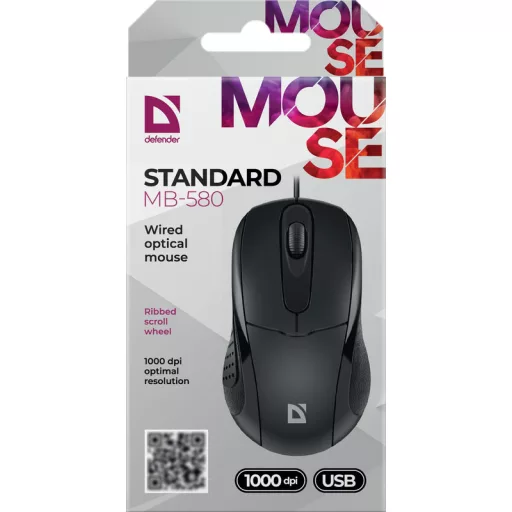 Defender STANDARD MB-580 egér Irodai Kétkezes USB A típus Optikai 1000 DPI