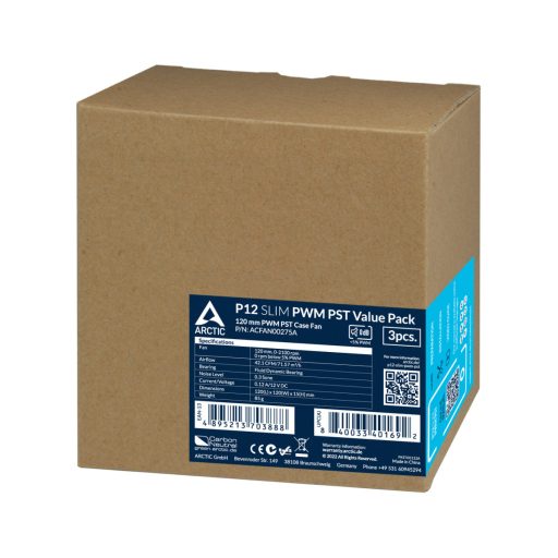 ARCTIC P12 Slim PWM PST 12 cm Fekete 3 db