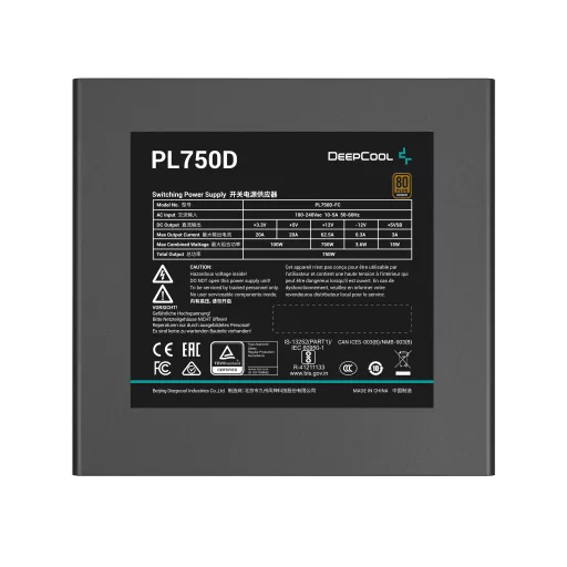 DeepCool PL750D 750 W 20+4 pin ATX ATX Fekete