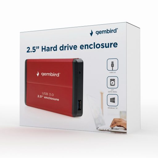 Gembird EE2-U3S-2-R tárolóegység burkolat HDD ház Vörös 2.5"