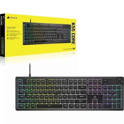 Corsair K55 CORE RGB billentyűzet Játék USB QWERTY Amerikai angol Fekete
