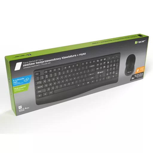 Tracer BARTIX II RF NANO billentyűzet Egér mellékelve Otthoni/irodai Vezeték nélküli RF QWERTY Angol Fekete