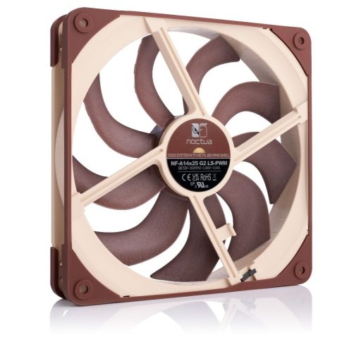 Noctua NF-A14X25 G2 LS-PWM számítógépes hűtőrendszer Számítógép ház Hűtő 14 cm Bézs, Barna 1 db