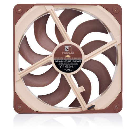 Noctua NF-A14X25 G2 LS-PWM számítógépes hűtőrendszer Számítógép ház Hűtő 14 cm Bézs, Barna 1 db
