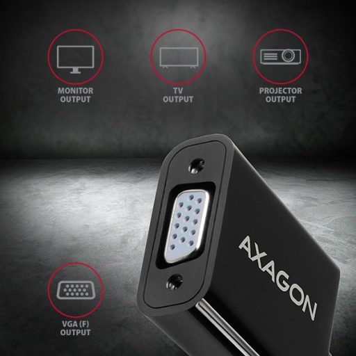Axagon RVH-VGN video átalakító kábel 0,15 M HDMI A-típus (Standard) VGA (D-Sub) Fekete