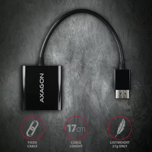 Axagon RVH-VGN video átalakító kábel 0,15 M HDMI A-típus (Standard) VGA (D-Sub) Fekete