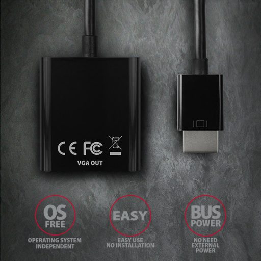 Axagon RVH-VGN video átalakító kábel 0,15 M HDMI A-típus (Standard) VGA (D-Sub) Fekete