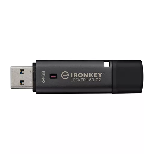 Kingston Technology IronKey Locker+ 50 G2 USB flash meghajtó 64 GB USB A típus 3.2 Gen 1 (3.1 Gen 1) Fekete
