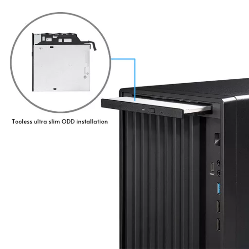 Chieftec Midi Tower BS-20B-OP, Schwarz o.NT Fekete