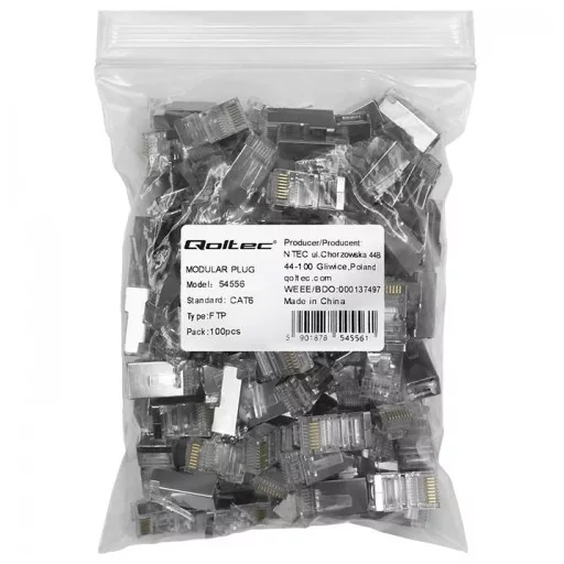 Qoltec 54556 huzalcsatlakozó RJ45 Ezüst