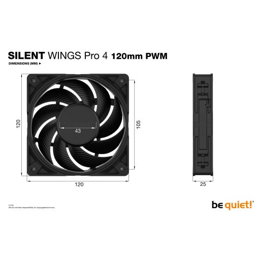 be quiet! SILENT WINGS PRO 4 | 120mm PWM 12 cm Fekete 1 db