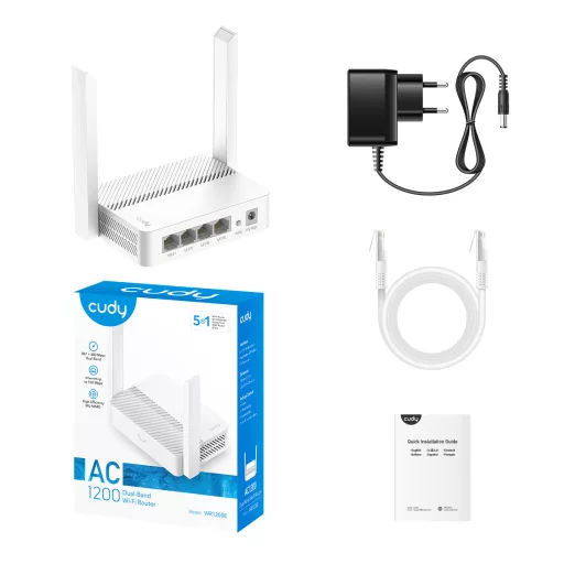Cudy WR1200E vezetéknélküli router Fast Ethernet Kétsávos (2,4 GHz / 5 GHz) Fehér