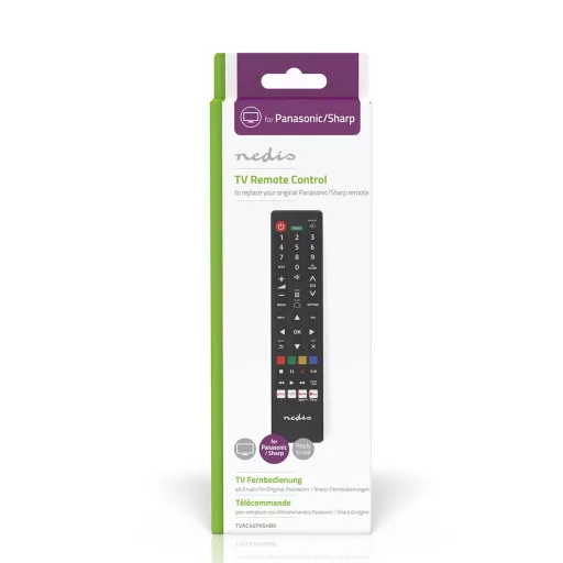 Nedis TVRC45PASHBK távirányító Vezeték nélküli infravörös TV Nyomógombok