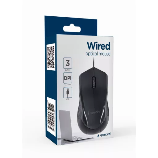 Gembird MUS-3B-02 egér Irodai Kétkezes USB A típus Optikai 1000 DPI