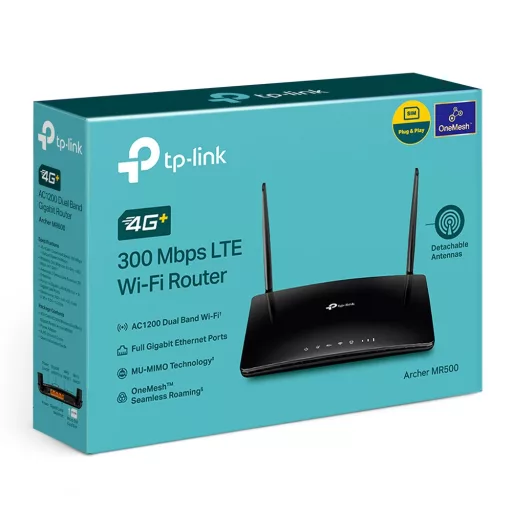 TP-Link Archer MR500 vezetéknélküli router Gigabit Ethernet Kétsávos (2,4 GHz / 5 GHz) 4G Fekete
