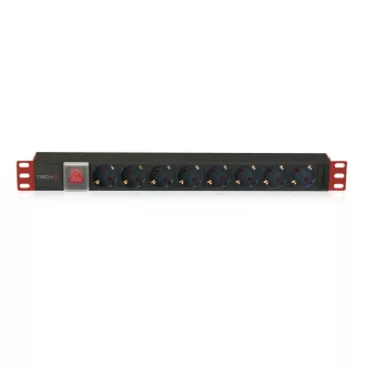   Techly I-CASE STRIP-81UD áramelosztó egység (PDU) 8 AC kimenet(ek) 1U Fekete, Vörös
