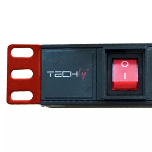 Techly I-CASE STRIP-81UD áramelosztó egység (PDU) 8 AC kimenet(ek) 1U Fekete, Vörös