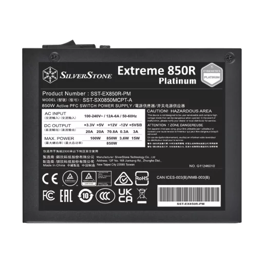 Silverstone SST-EX850R-PM 850 W 20-pin ATX SFX Fekete