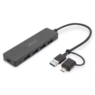   Digitus DA-70235 hálózati csatlakozó USB 3.2 Gen 1 (3.1 Gen 1) Type-A + Type-C 12000 Mbit/s Fekete
