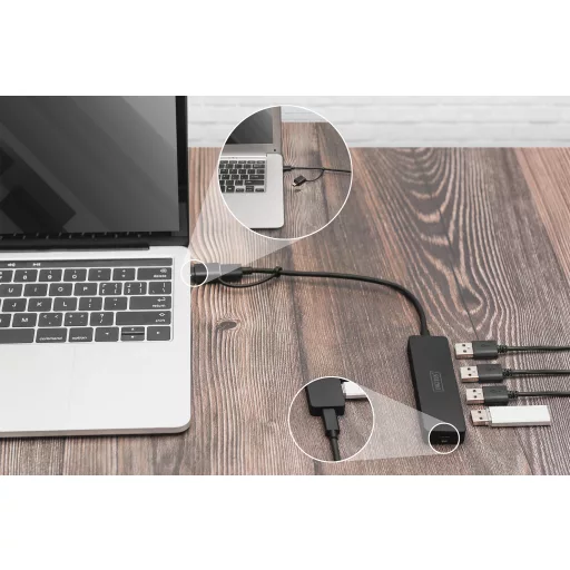 Digitus DA-70235 hálózati csatlakozó USB 3.2 Gen 1 (3.1 Gen 1) Type-A + Type-C 12000 Mbit/s Fekete