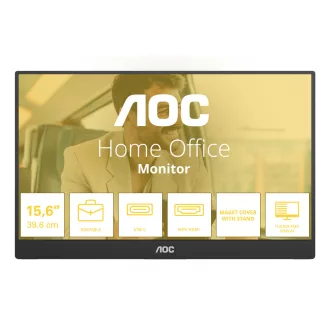   AOC 16T20E2 hordozható TV és monitor Hordozható monitor Fekete 39,6 cm (15.6") LED 1920 x 1080 pixelek