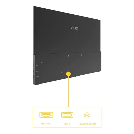 AOC 16T20E2 hordozható TV és monitor Hordozható monitor Fekete 39,6 cm (15.6") LED 1920 x 1080 pixelek