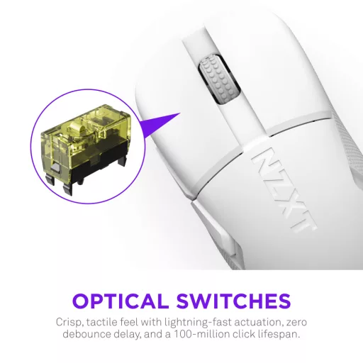 NZXT MS-101NW-02 egér Játék Jobbkezes Vezeték nélküli RF Optikai 26000 DPI