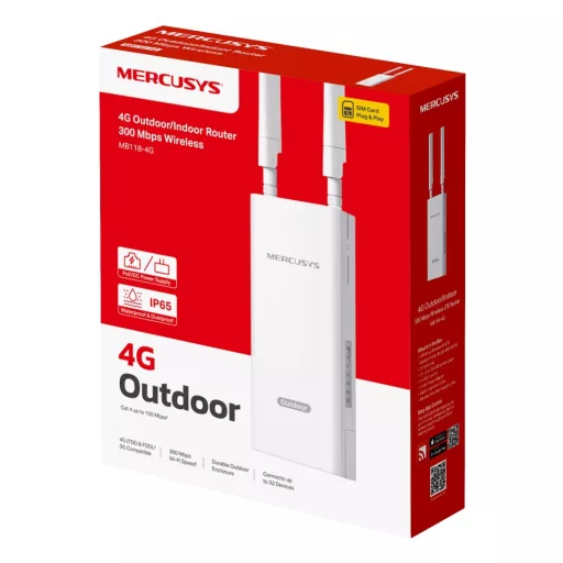 Mercusys MB118-4G vezetéknélküli router Fast Ethernet Egysávos (2,4 GHz) Fehér