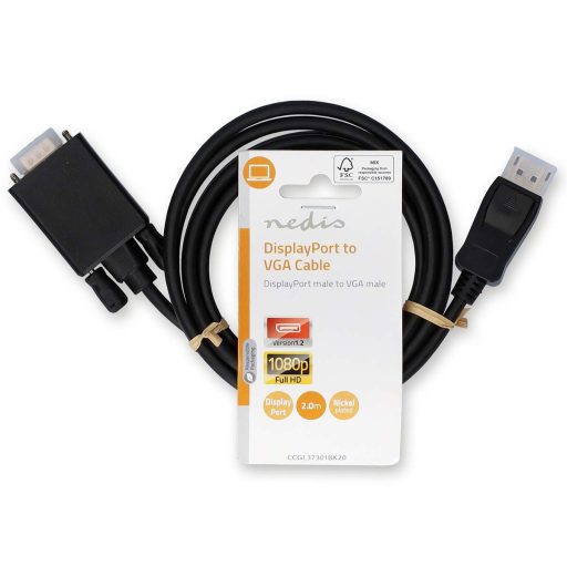 Nedis CCGL37301BK20 video átalakító kábel 2 M VGA (D-Sub) DisplayPort Fekete
