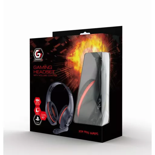 Gembird GHS-05-R fejhallgató és headset Vezetékes Fejpánt Játék Fekete, Vörös