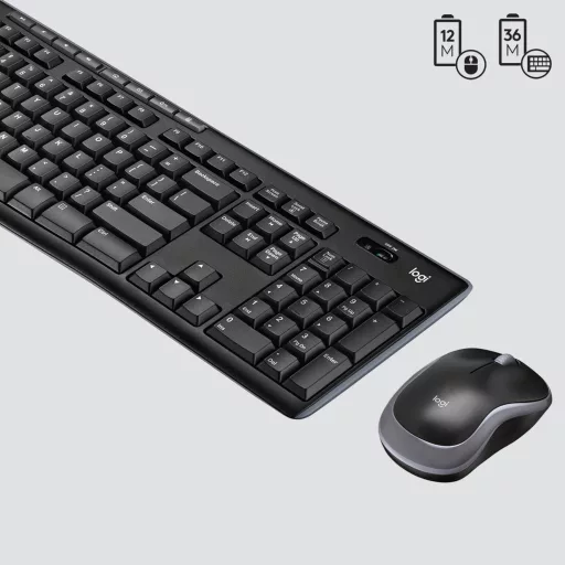 Logitech 920-004509 billentyűzet Egér mellékelve Otthoni Vezeték nélküli RF QWERTY Holland Fekete