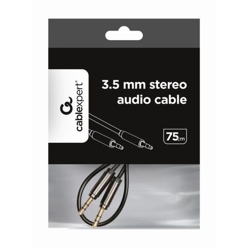 Gembird Cable CCAP-444-0.75M (Mini Jack M - Mini Jack M; 0,75m; black color) audio kábel 3.5mm Fekete
