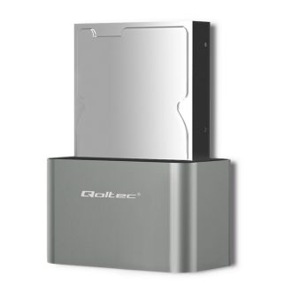   Qoltec 50315 dokkoló állomás tárolóegységhez USB 3.2 Gen 1 (3.1 Gen 1) Type-A Ezüst