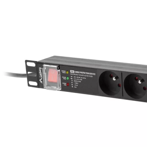 Lanberg PDU-PRO-07E-0200-BK áramelosztó egység (PDU) 6 AC kimenet(ek) 1U Fekete