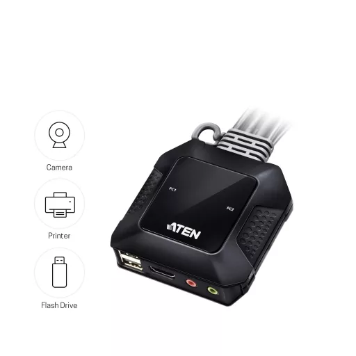 ATEN CS22H KVM kapcsoló Fekete