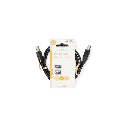 Nedis CCGL60100BK10 USB kábel USB 2.0 1 M USB A USB B Fekete